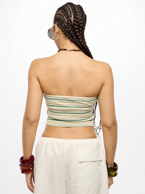 Top às riscas (verde e bege)