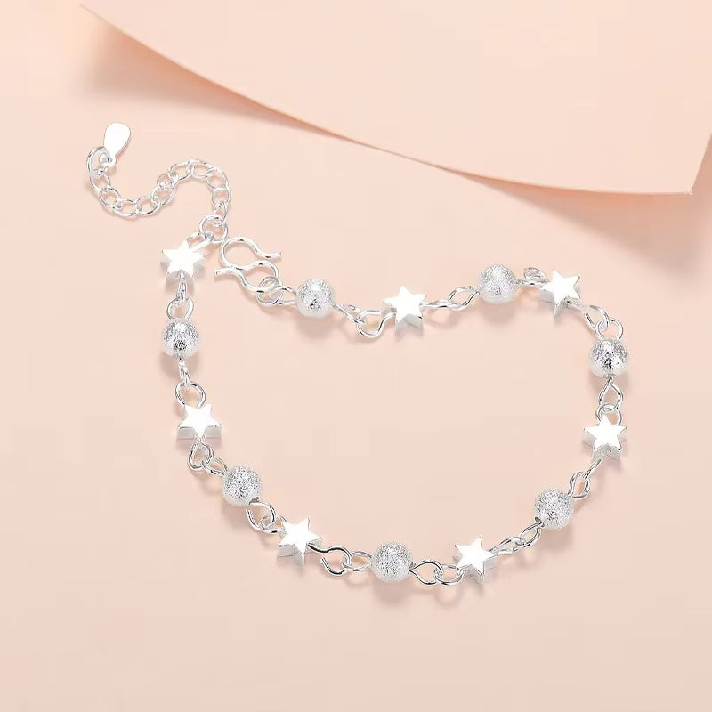 925 Sterling Silver Hollow Heart Zircon Bracelets for Women Korean Sweet Sparkling Adjustable Chain Bracelet Fashion Jewelry