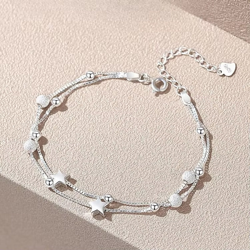 925 Sterling Silver Hollow Heart Zircon Bracelets for Women Korean Sweet Sparkling Adjustable Chain Bracelet Fashion Jewelry