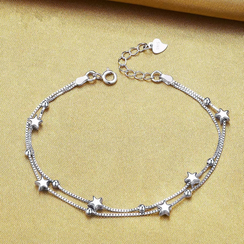 925 Sterling Silver Hollow Heart Zircon Bracelets for Women Korean Sweet Sparkling Adjustable Chain Bracelet Fashion Jewelry